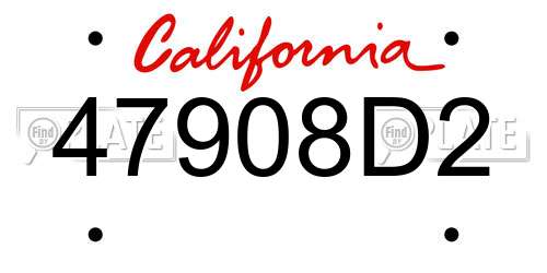 47908D2 California License Plate
