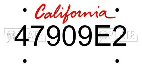 47909E2 California License Plate