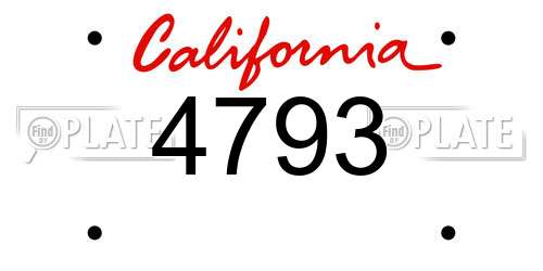 4793 California License Plate