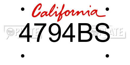 4794BS California License Plate