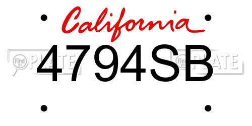 4794SB California License Plate