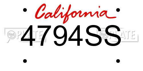 4794SS California License Plate