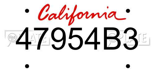 47954B3 California License Plate