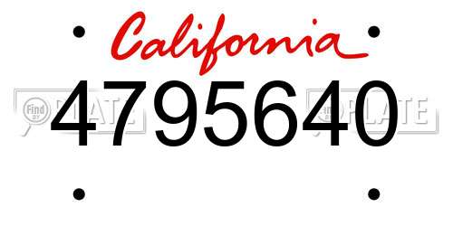 4795640 California License Plate