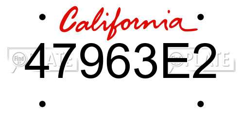 47963E2 California License Plate