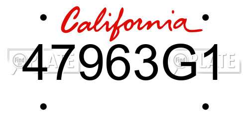 47963G1 California License Plate