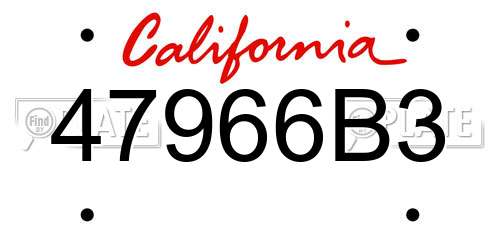 47966B3 California License Plate