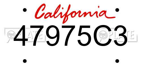 47975C3 California License Plate