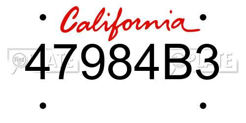 47984B3 California License Plate