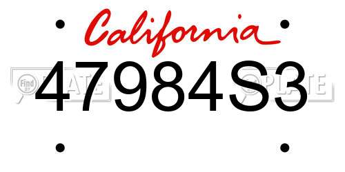 47984S3 California License Plate