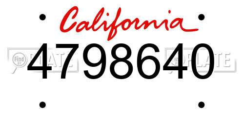4798640 California License Plate