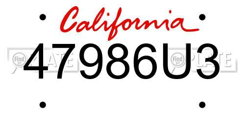 47986U3 California License Plate