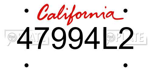 47994L2 California License Plate
