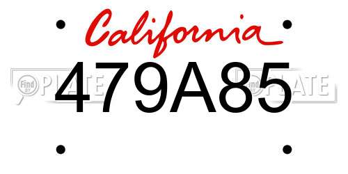 479A85 California License Plate