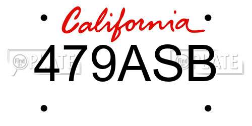 479ASB California License Plate