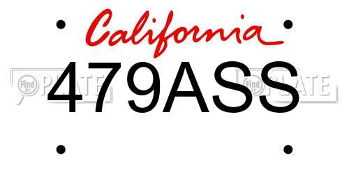 479ASS California License Plate