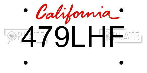 479LHF California License Plate