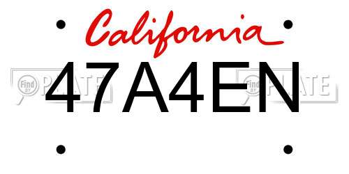 47A4EN California License Plate