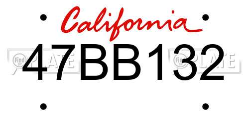 47BB132 California License Plate