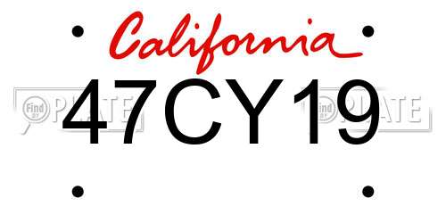 47CY19 California License Plate