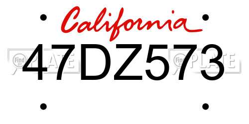 47DZ573 California License Plate