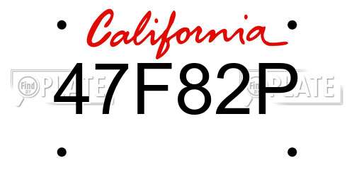 47F82P California License Plate