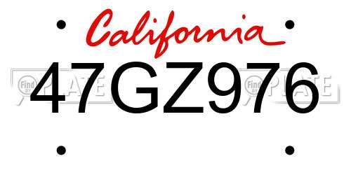 47GZ976 California License Plate