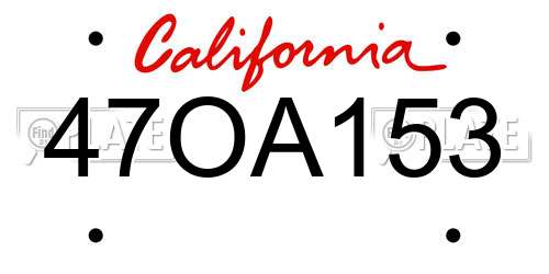 47OA153 California License Plate