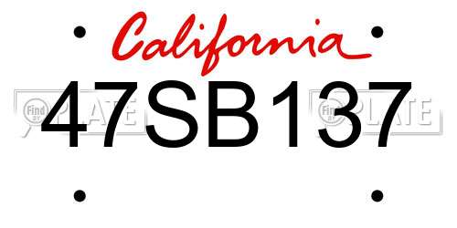 47SB137 California License Plate