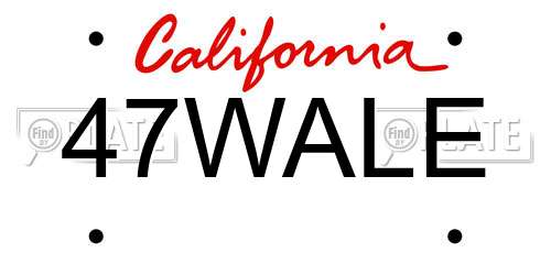 47WALE California License Plate
