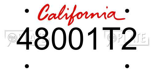 48001T2 California License Plate