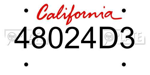 48024D3 California License Plate