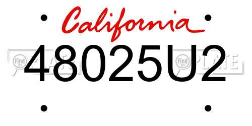 48025U2 California License Plate