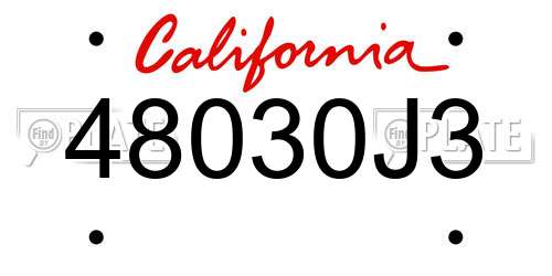 48030J3 California License Plate