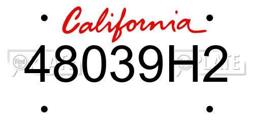48039H2 California License Plate