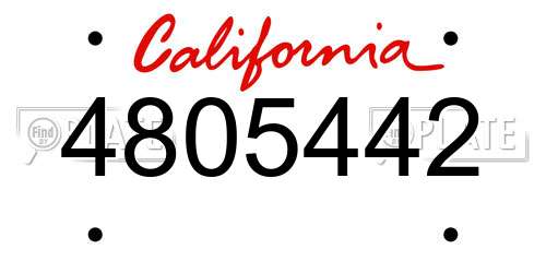 4805442 California License Plate