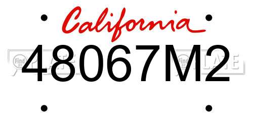 48067M2 California License Plate