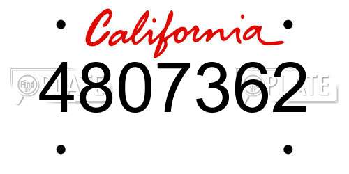 4807362 California License Plate