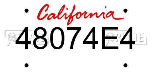 48074E4 California License Plate