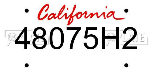 48075H2 California License Plate