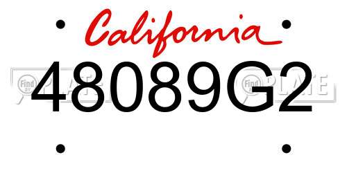 48089G2 California License Plate