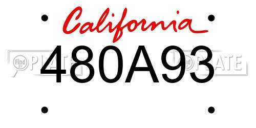 480A93 California License Plate