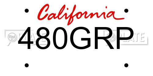 480GRP California License Plate