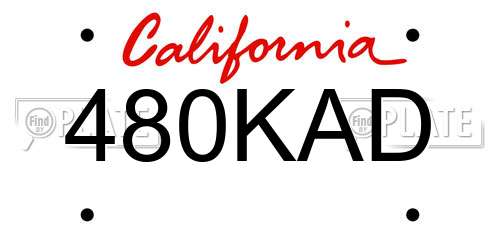 480KAD California License Plate