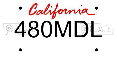 480MDL California License Plate