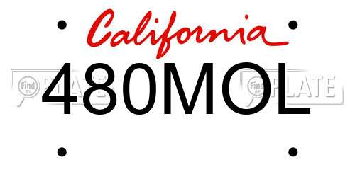 480MOL California License Plate