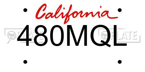 480MQL California License Plate