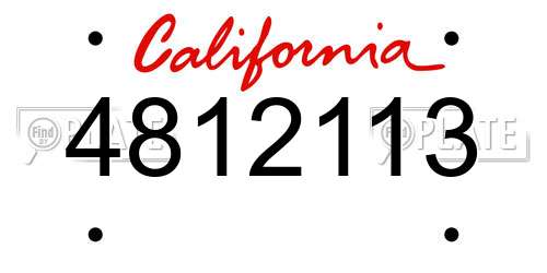 4812113 California License Plate