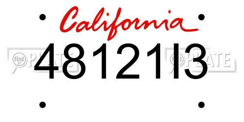 48121I3 California License Plate