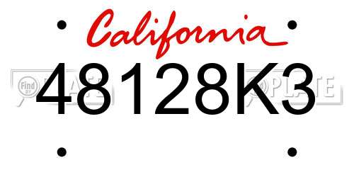 48128K3 California License Plate